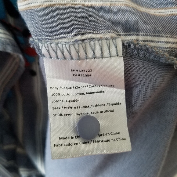 ANTHROPOLOGIE One September Embroidered Floral Ruffle Striped Blouse Size M - Picture 12 of 13